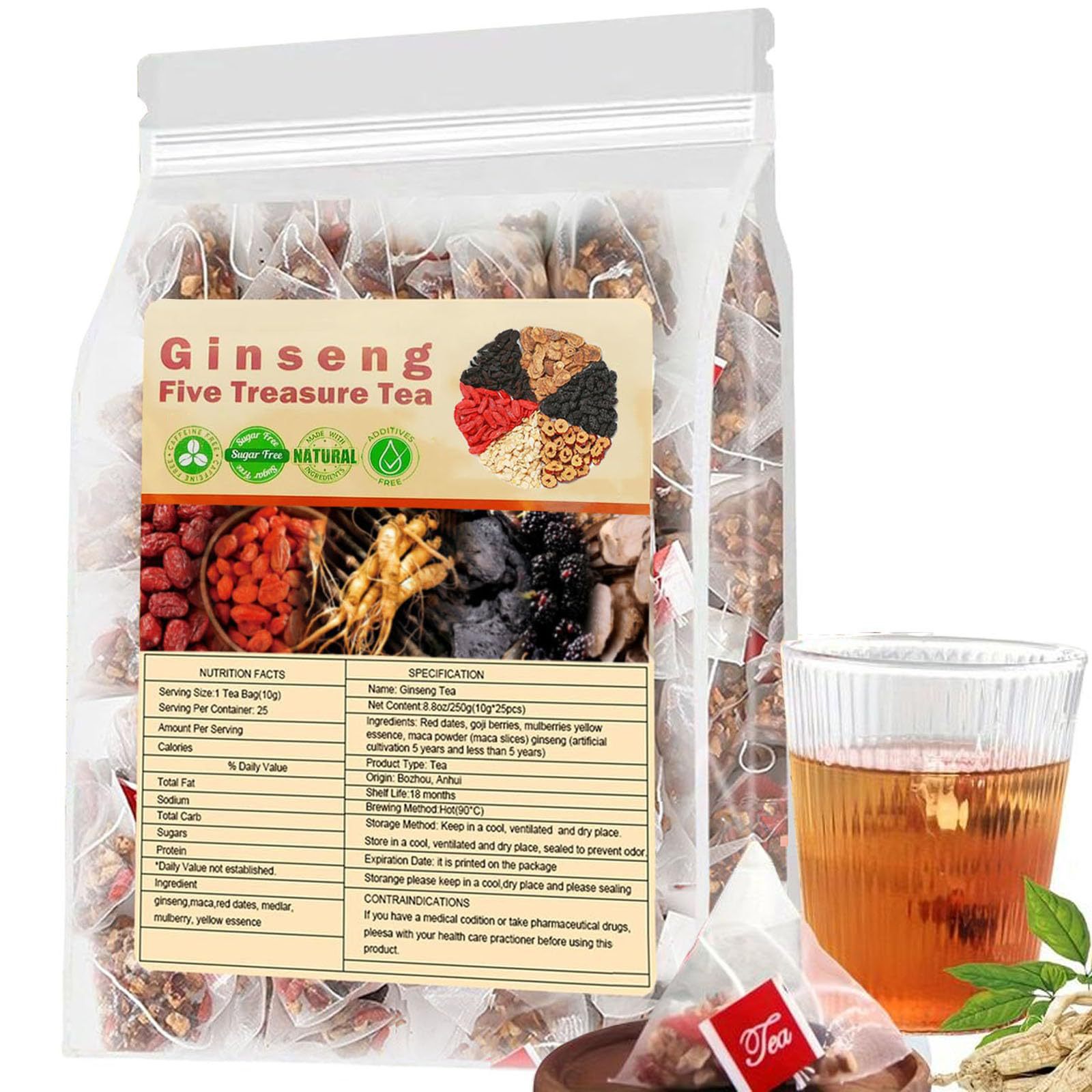 Herbal Wellness Tea - Chá de ginseng cinco tesouros, chá